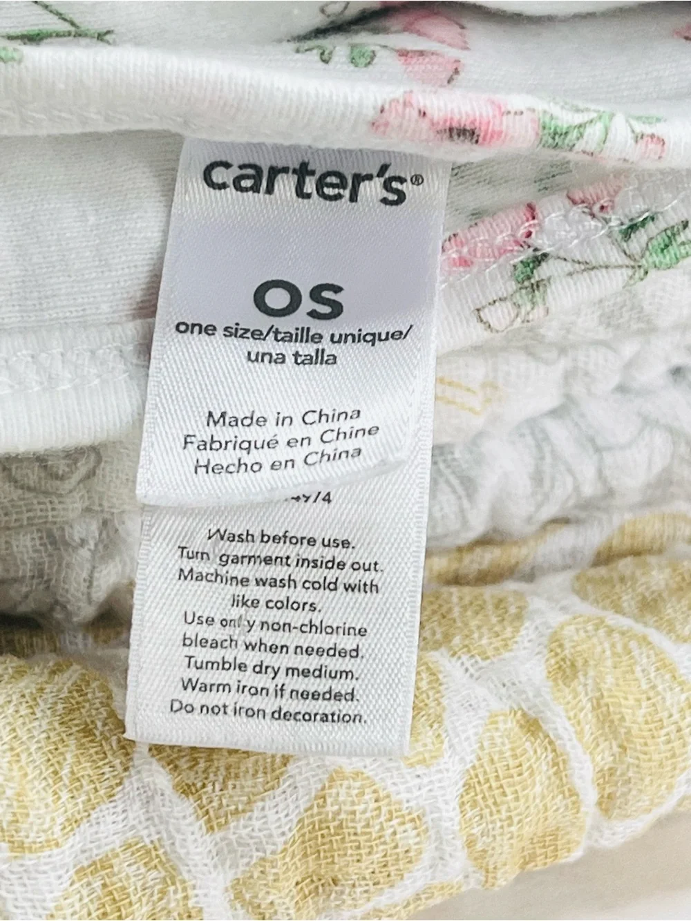 4 Pc Baby Muslin Swaddle Blanket Lot Carter’s Floral Cotton Neutral OS
